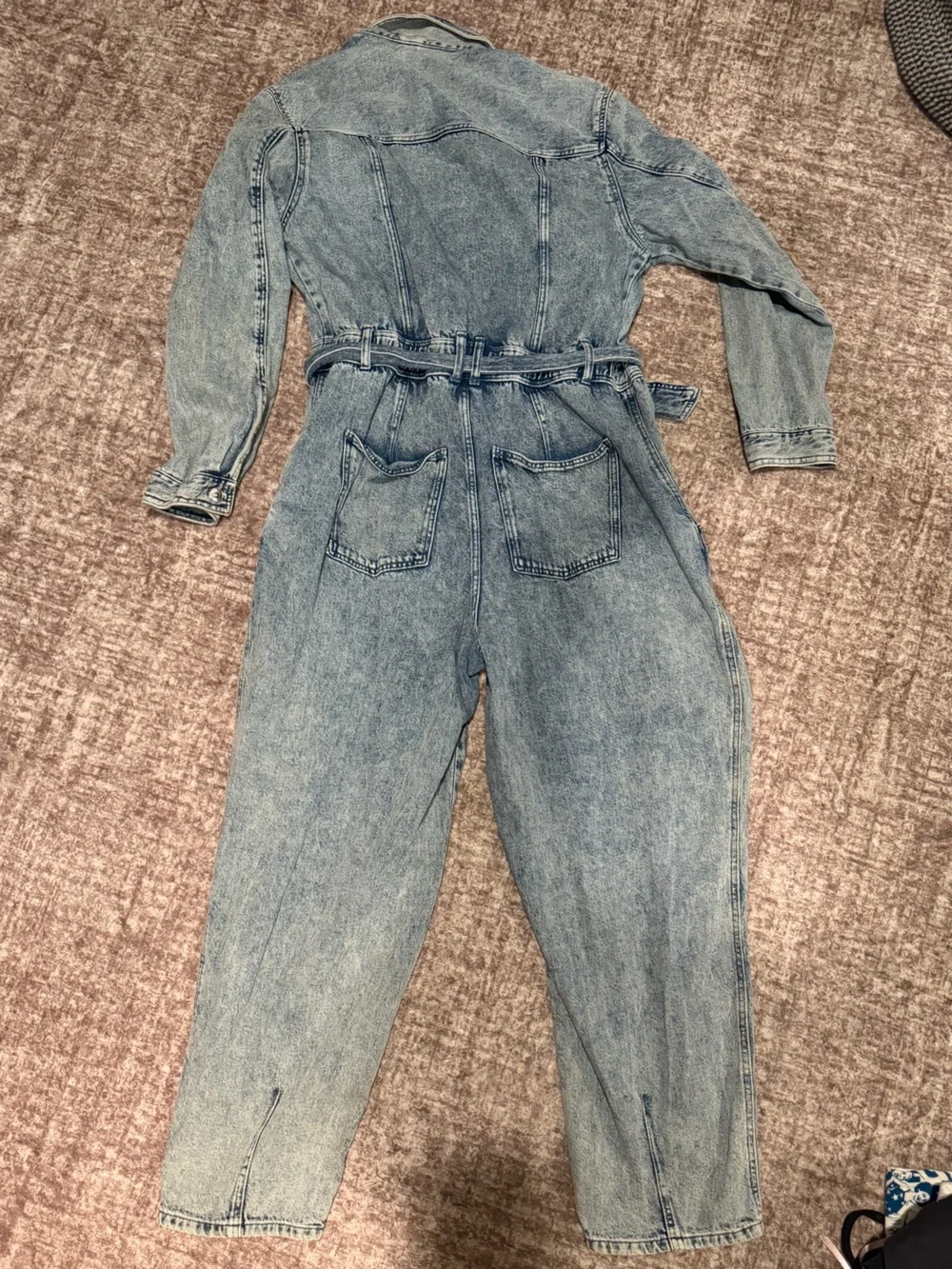 H&M Light Blue Acid Wash Denim Jumpsuit